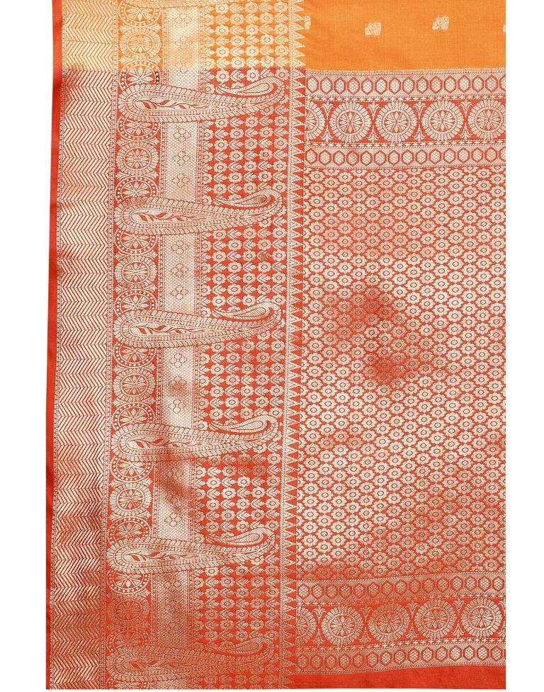 Orange Coloured Poly Silk Jacquard Partywear saree | Leemboodi