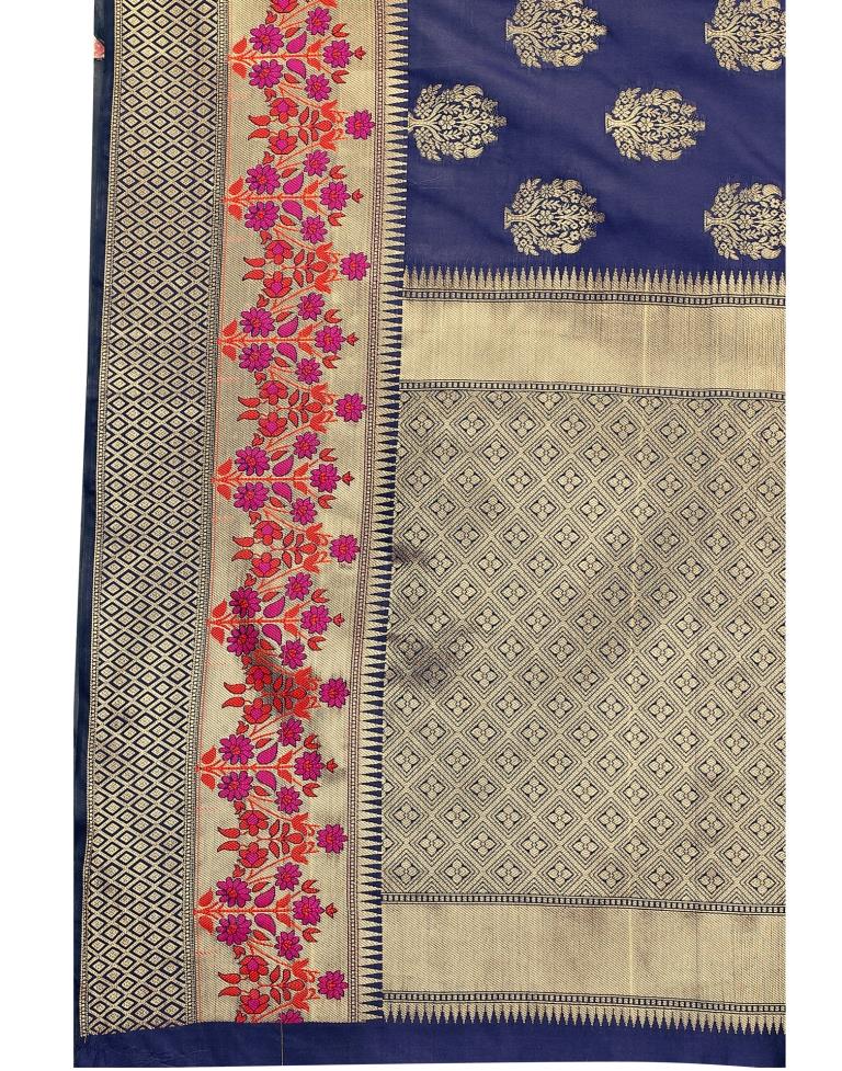 Navy Blue Coloured Poly Silk Jacquard Partywear saree | Leemboodi