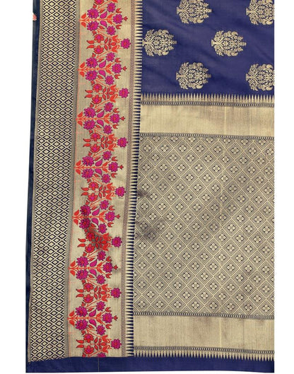 Navy Blue Coloured Poly Silk Jacquard Partywear saree | Leemboodi