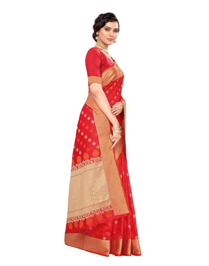 Red Coloured Poly Silk Jacquard Partywear saree | Leemboodi