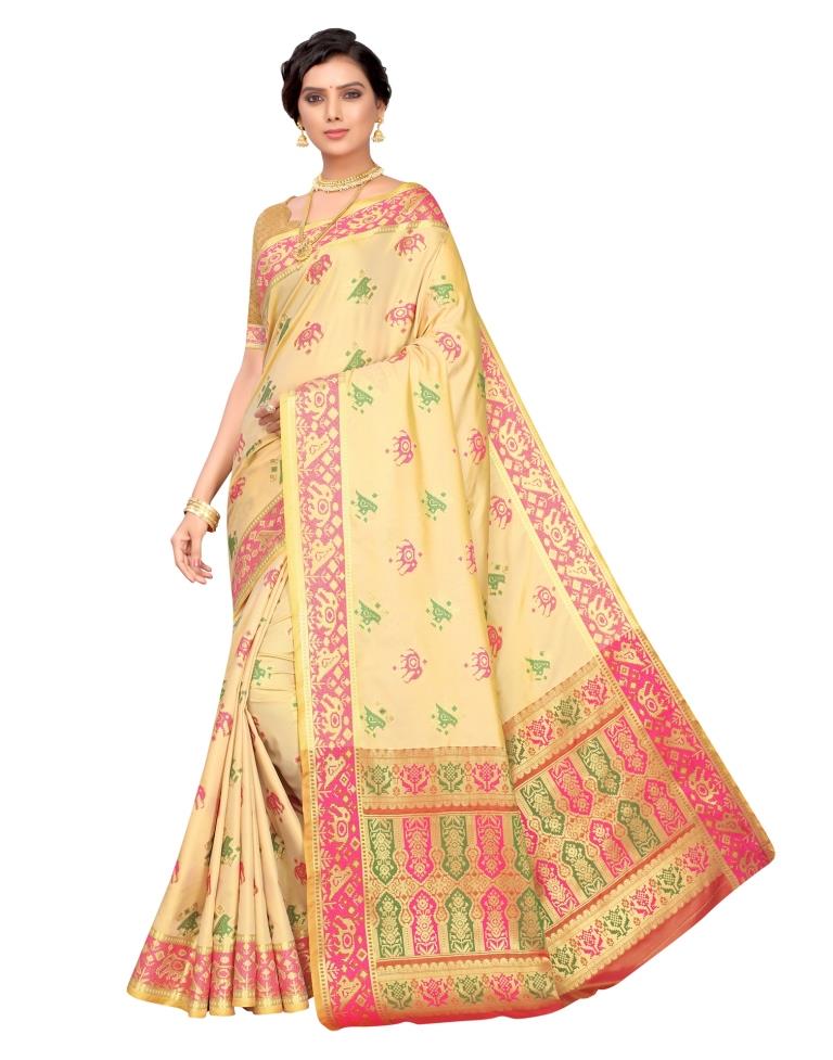 Mellow Yellow Silk Saree | Leemboodi