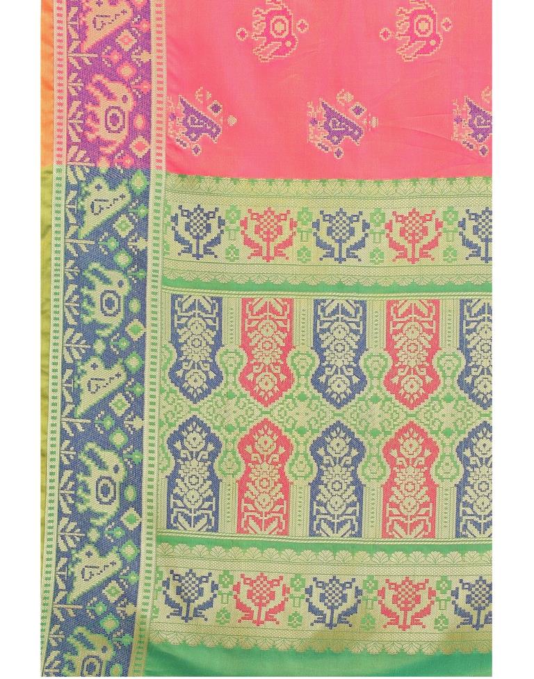 Pink Coloured Poly Silk Jacquard Partywear saree | Leemboodi