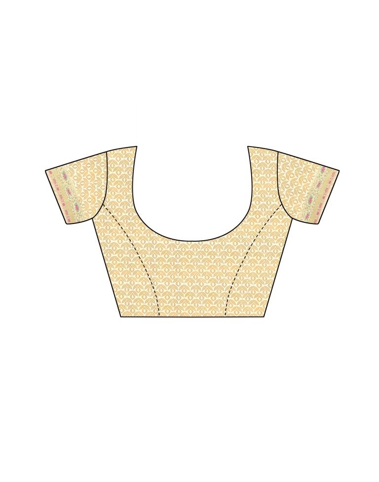 Ivory Coloured Poly Silk Jacquard Partywear saree | Leemboodi