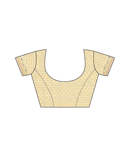 Ivory Coloured Poly Silk Jacquard Partywear saree | Leemboodi