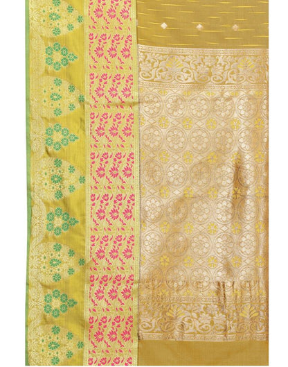 Mehndi Coloured Poly Silk Jacquard Partywear saree | Leemboodi