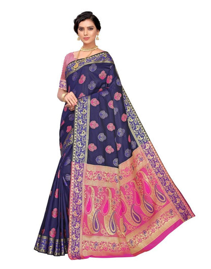 Navy Blue Coloured Poly Silk Jacquard Partywear saree | Leemboodi