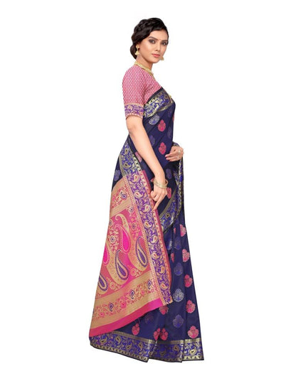 Navy Blue Coloured Poly Silk Jacquard Partywear saree | Leemboodi