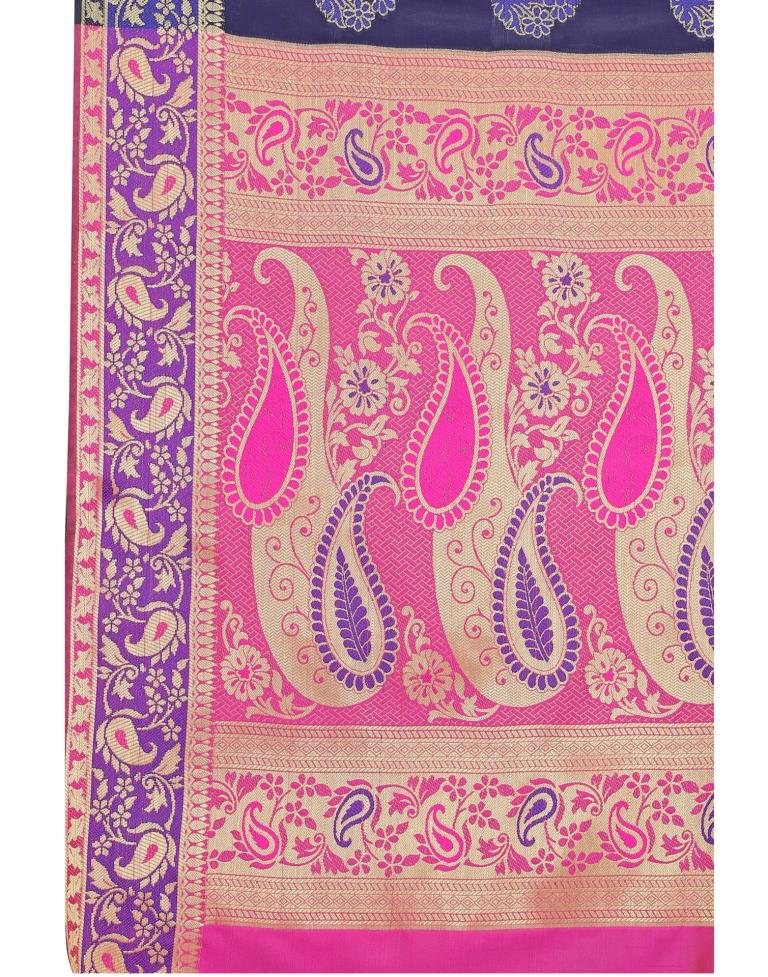 Navy Blue Coloured Poly Silk Jacquard Partywear saree | Leemboodi