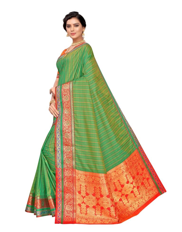 Green Coloured Poly Silk Jacquard Partywear saree | Leemboodi