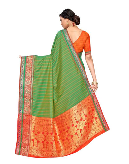 Green Coloured Poly Silk Jacquard Partywear saree | Leemboodi