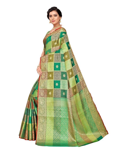Multicolored Coloured Poly Silk Jacquard Partywear saree | Leemboodi