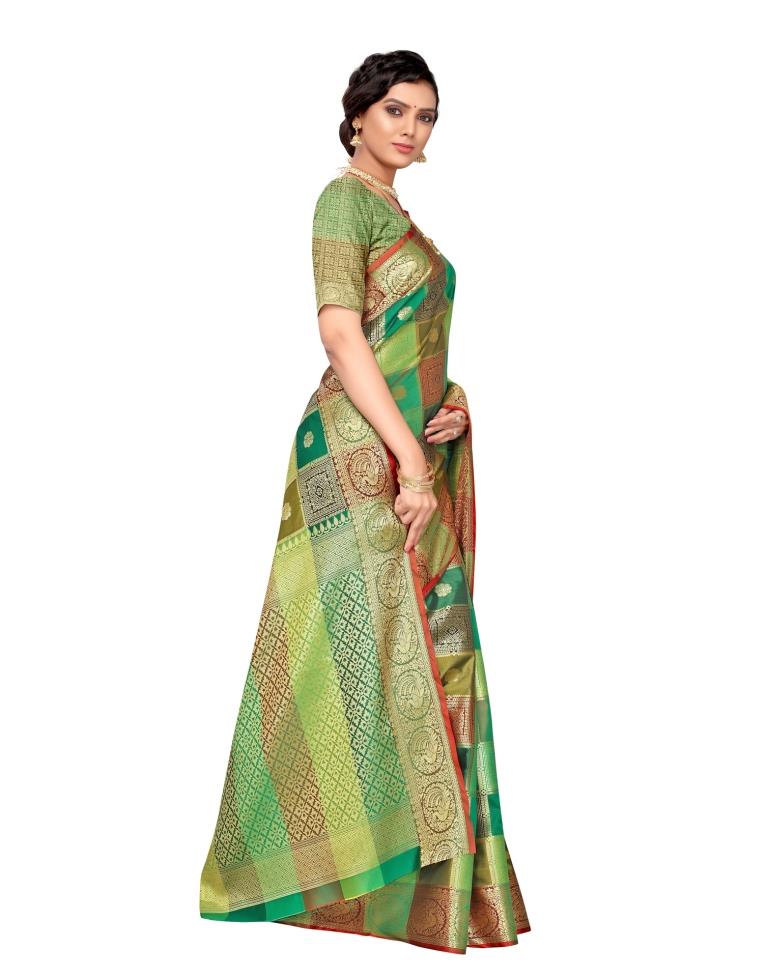 Multicolored Coloured Poly Silk Jacquard Partywear saree | Leemboodi