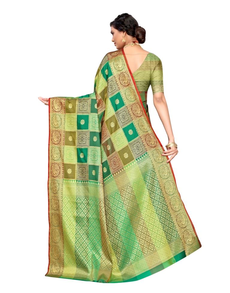 Multicolored Coloured Poly Silk Jacquard Partywear saree | Leemboodi