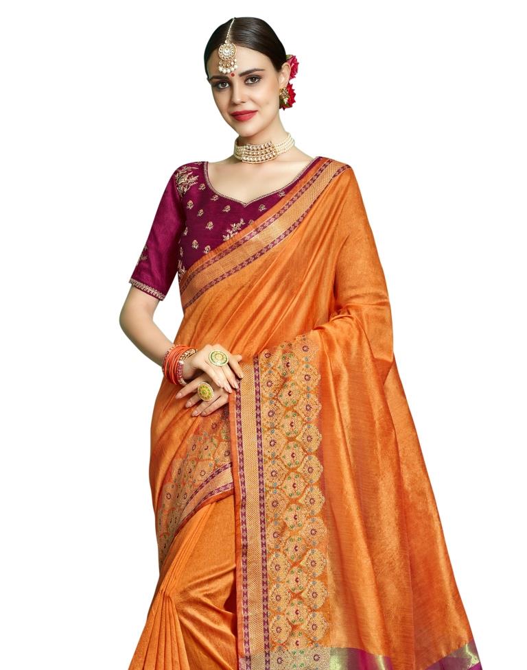Orange Coloured Chanderi Jacquard Partywear saree | Leemboodi