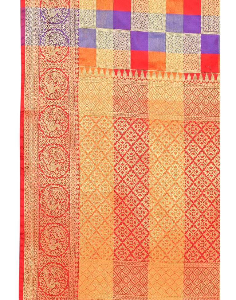 Red Coloured Poly Silk Jacquard Partywear saree | Leemboodi