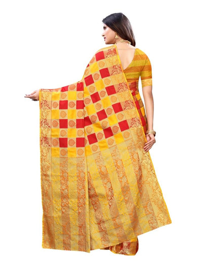 Yellow Coloured Poly Silk Jacquard Partywear saree | Sudathi