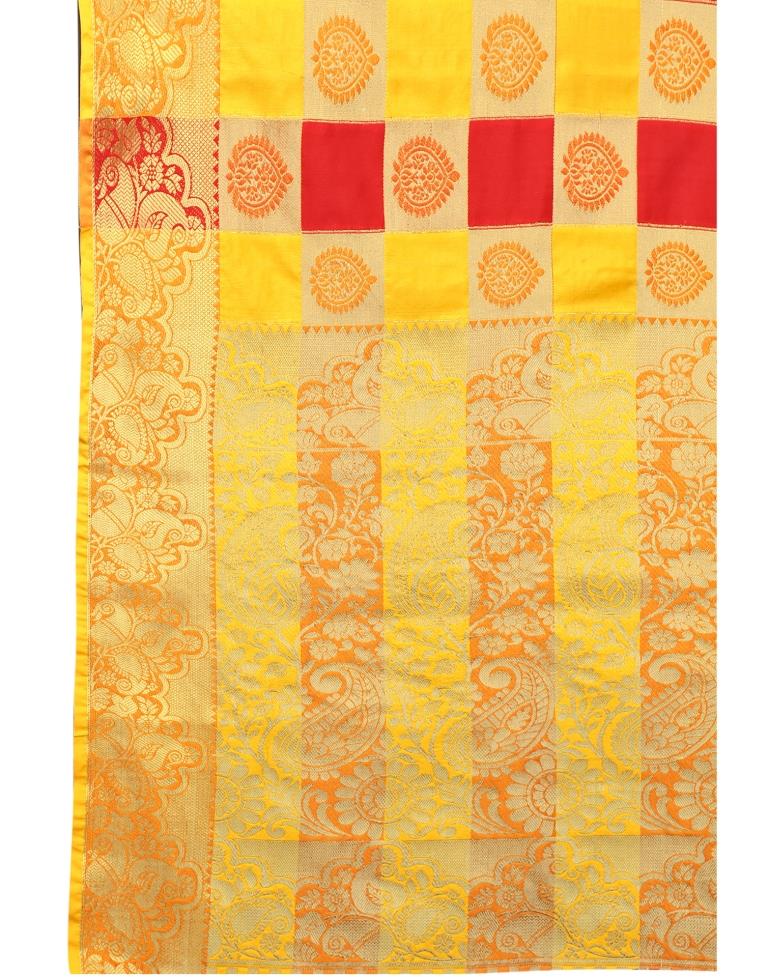 Yellow Coloured Poly Silk Jacquard Partywear saree | Sudathi