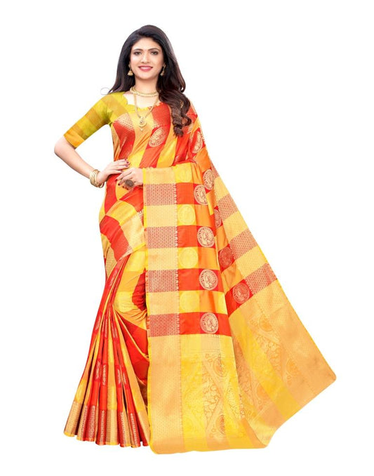 Yellow Coloured Poly Silk Jacquard Partywear saree | Sudathi