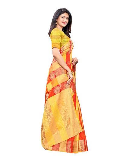 Yellow Coloured Poly Silk Jacquard Partywear saree | Sudathi