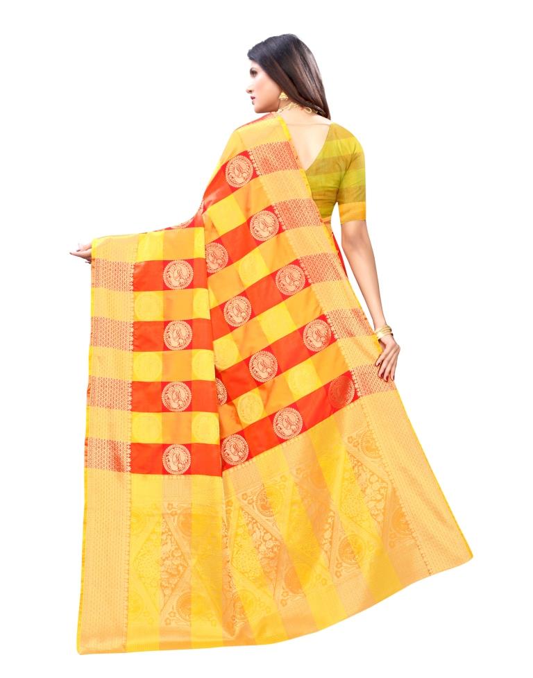 Yellow Coloured Poly Silk Jacquard Partywear saree | Sudathi