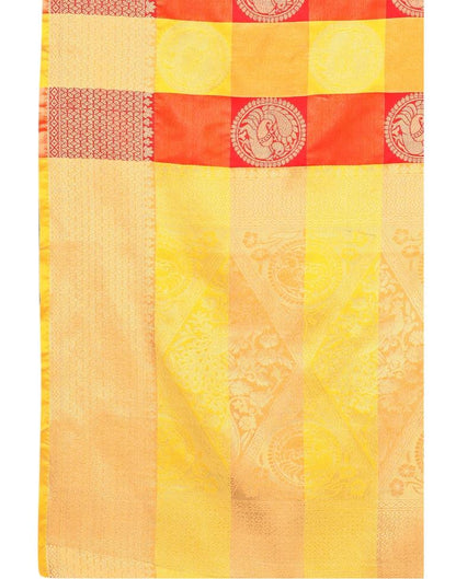 Yellow Coloured Poly Silk Jacquard Partywear saree | Sudathi