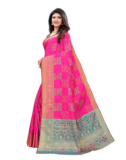 Pink Coloured Poly Silk Jacquard Partywear saree | Leemboodi