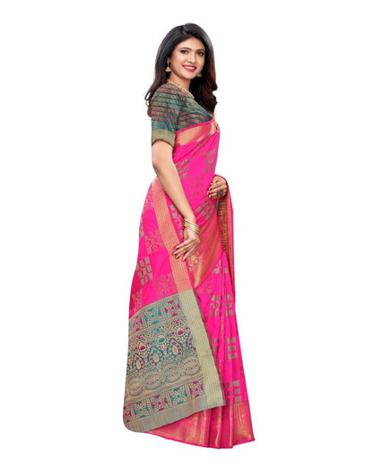 Pink Coloured Poly Silk Jacquard Partywear saree | Leemboodi