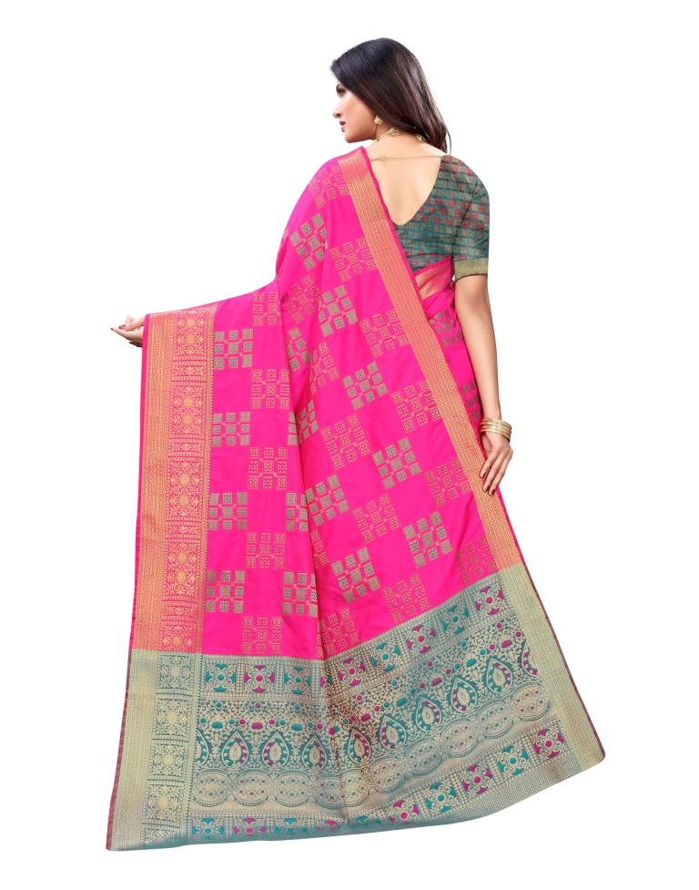 Pink Coloured Poly Silk Jacquard Partywear saree | Leemboodi