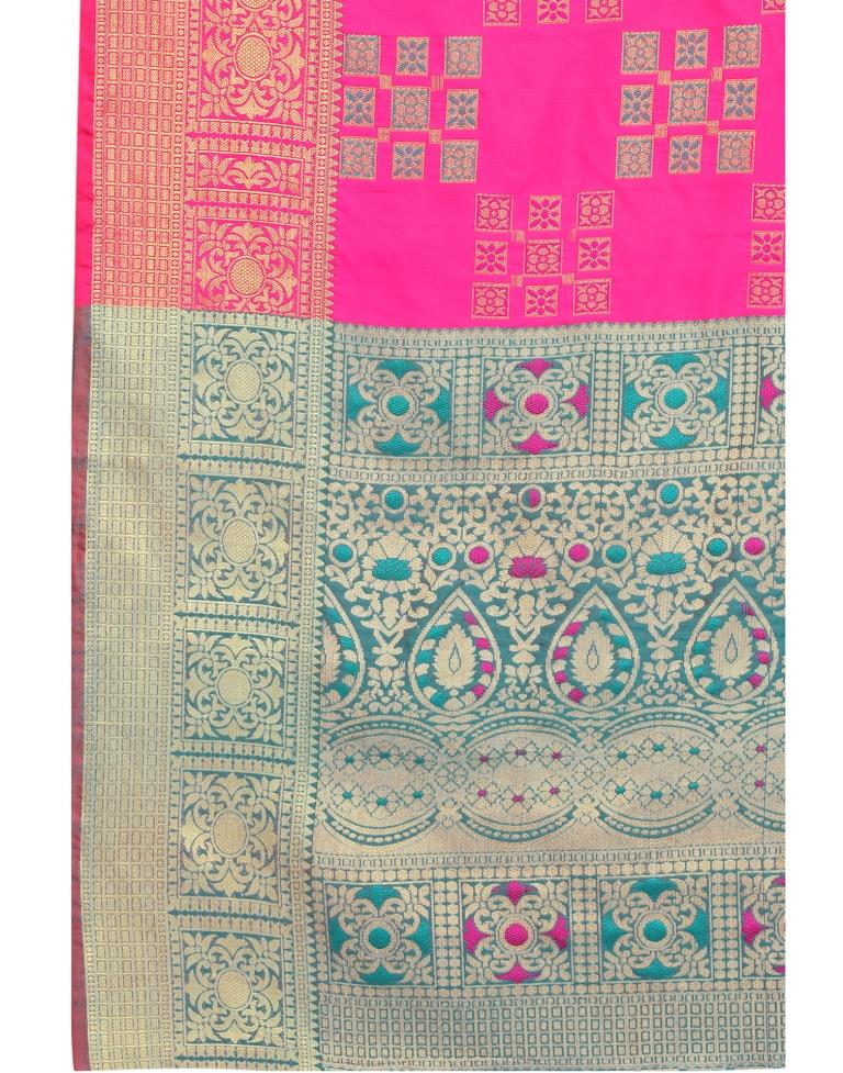 Pink Coloured Poly Silk Jacquard Partywear saree | Leemboodi