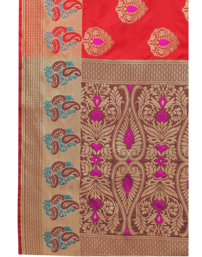 Red Coloured Poly Silk Jacquard Partywear saree | Leemboodi