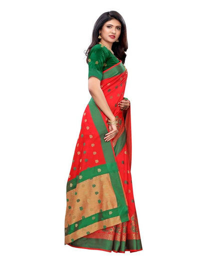 Red Coloured Poly Silk Jacquard Partywear saree | Leemboodi