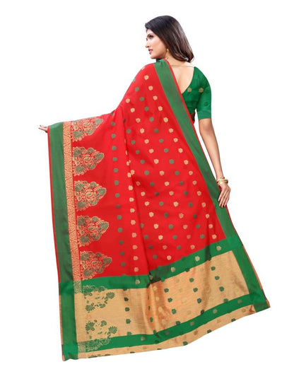 Red Coloured Poly Silk Jacquard Partywear saree | Leemboodi