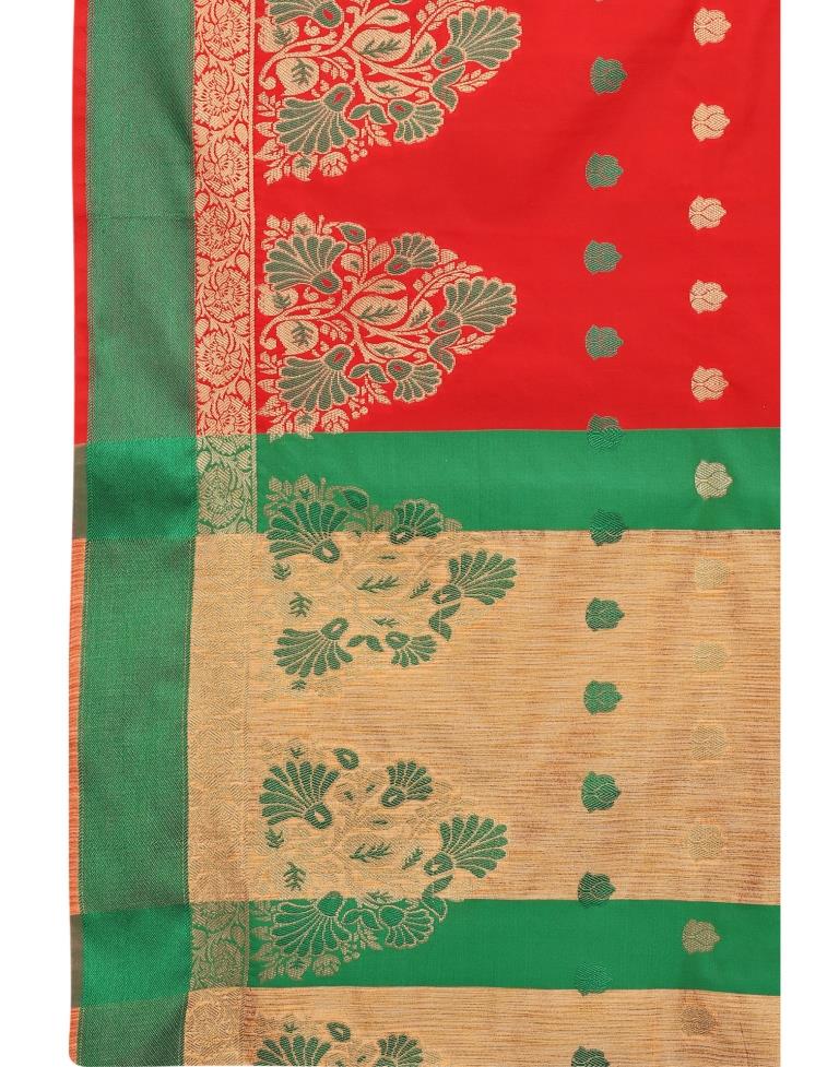 Red Coloured Poly Silk Jacquard Partywear saree | Leemboodi
