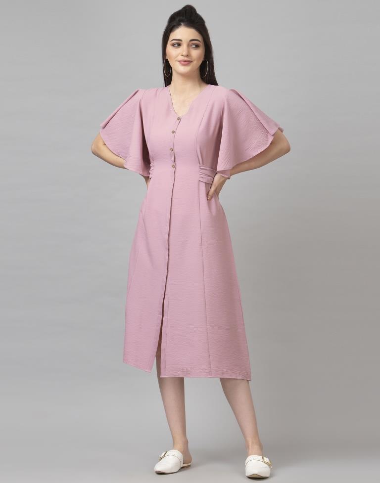 Splendiferous Pink Coloured Dyed Chiffon Dress | Sudathi