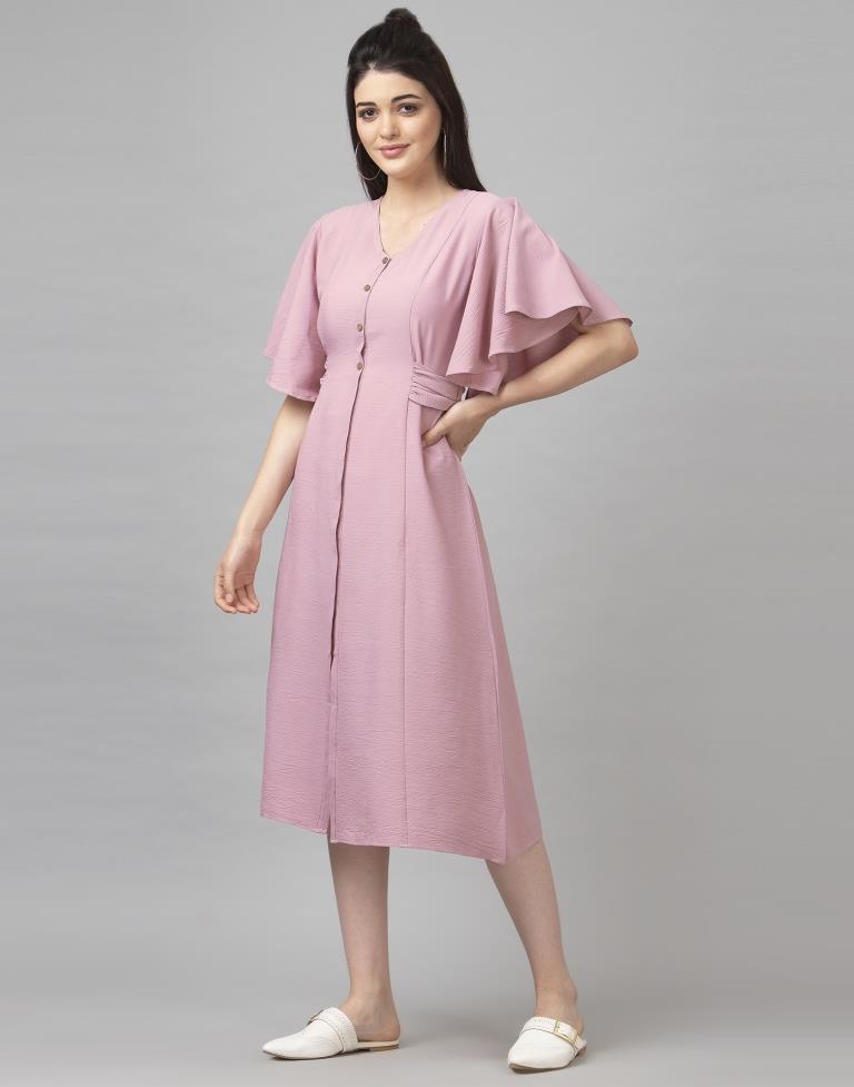 Splendiferous Pink Coloured Dyed Chiffon Dress | Sudathi