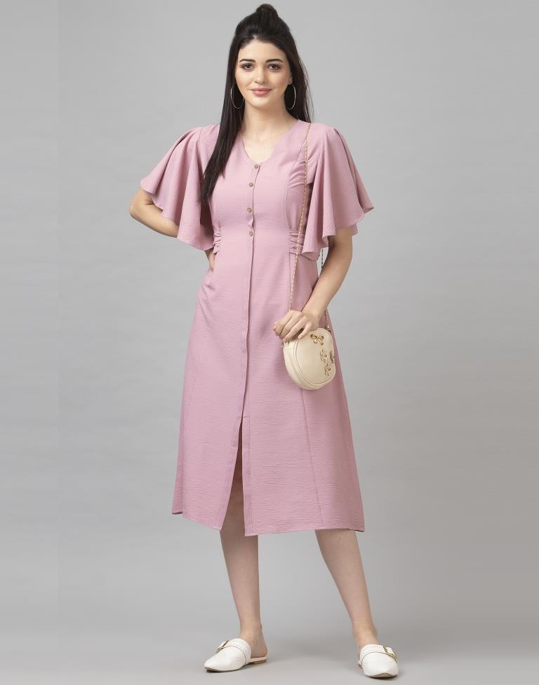 Splendiferous Pink Coloured Dyed Chiffon Dress | Sudathi