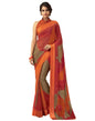 Red Coloured Chiffon Printed Satin Border Casual saree | Sudathi