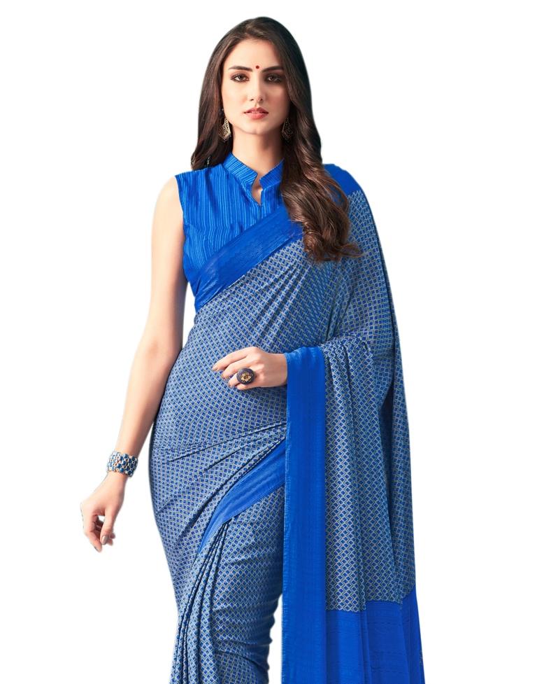 Grey Coloured Printed Silk Saree | Sudathi