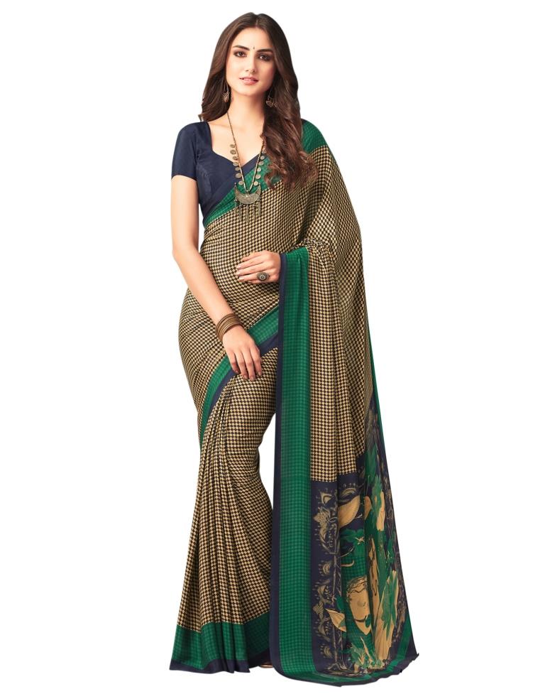 Navy Blue Coloured Printed Silk Saree | Leemboodi