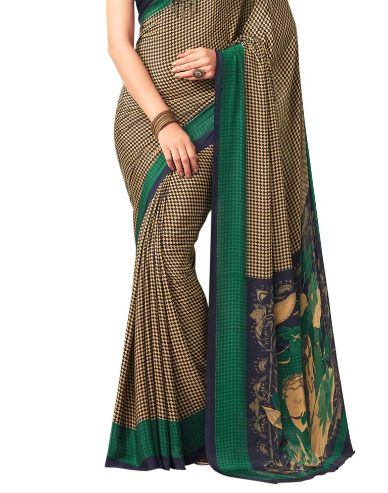 Navy Blue Coloured Printed Silk Saree | Leemboodi