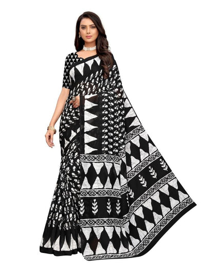 Black Coloured Cotton Blend Printed Casual saree | Leemboodi