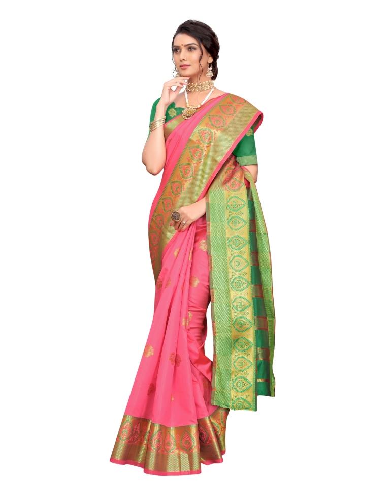 Pink Banarasi Silk Saree