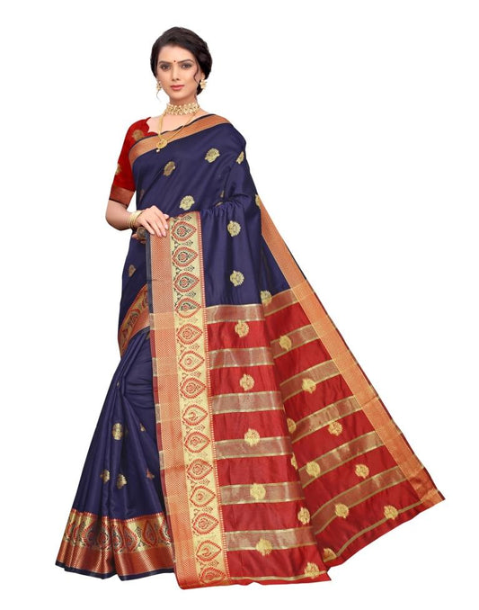 Navy Blue Banarasi Silk Saree