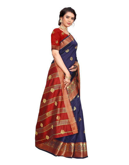 Navy Blue Banarasi Silk Saree
