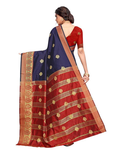 Navy Blue Banarasi Silk Saree