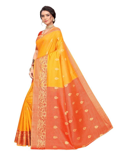 Yellow Banarasi Silk Saree