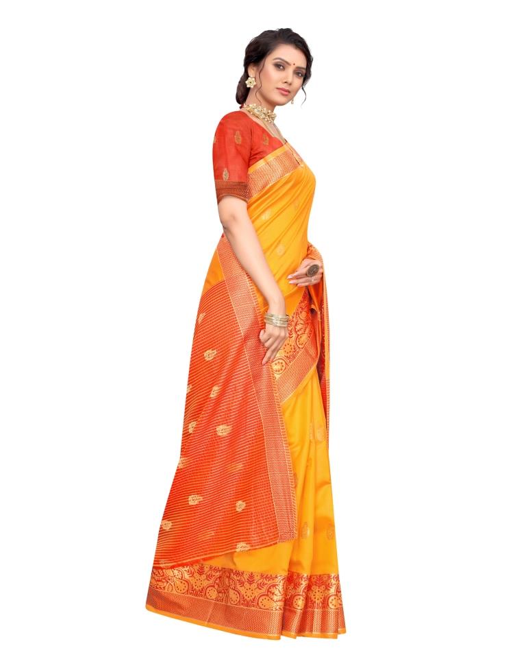 Yellow Banarasi Silk Saree