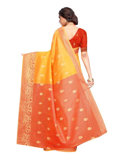 Yellow Banarasi Silk Saree