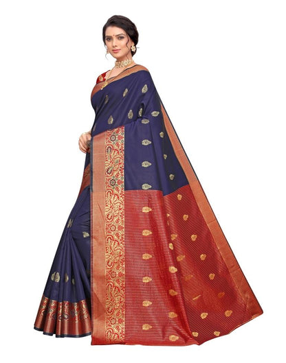 Navy Blue Banarasi Silk Saree
