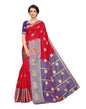 Red Coloured Poly Silk Jacquard Partywear saree | Sudathi